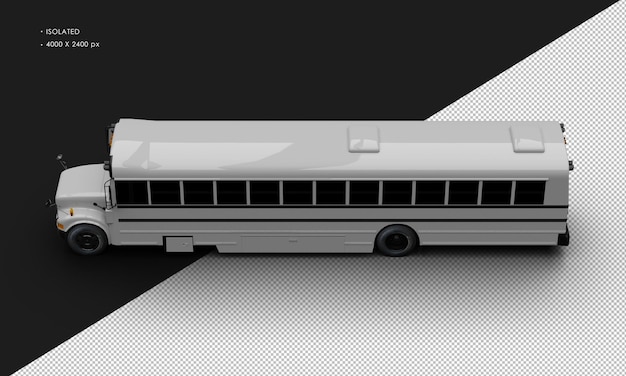 PSD autobús de pasajeros convencional gris brillante aislado realista desde la vista superior izquierda