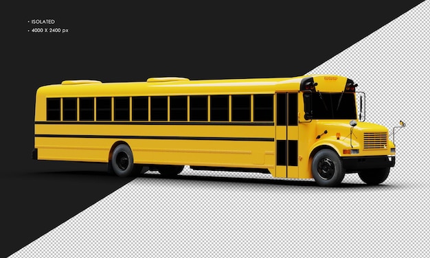 Autobús de pasajeros convencional naranja brillante aislado realista desde la vista frontal derecha