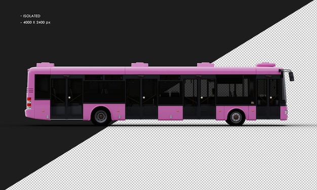 Autobús rosa realista aislado desde la vista lateral derecha