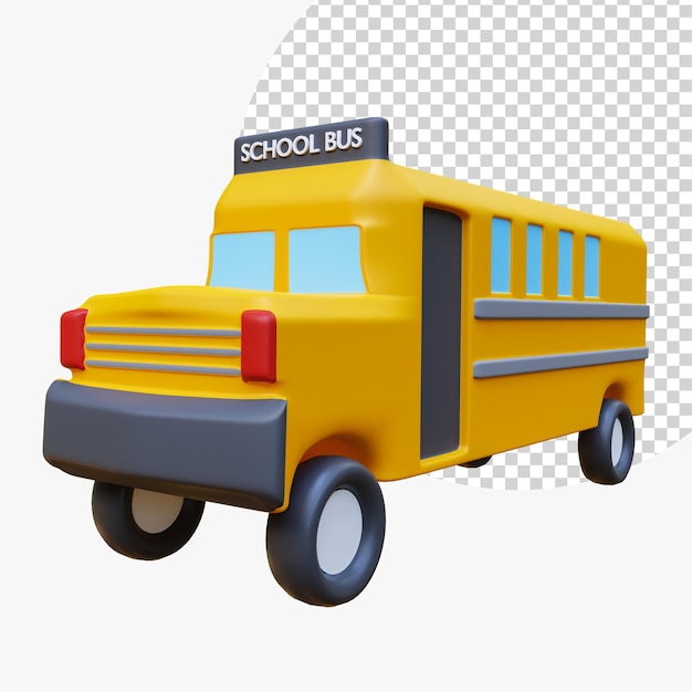 Autobus scolaire classique jaune 3D Retour à l'école et aux concepts d'éducation Rendu 3D