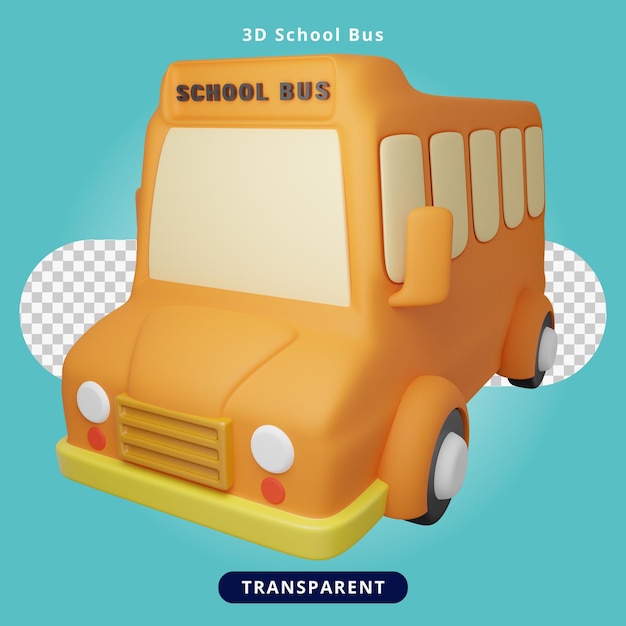 PSD autobus scolaire de rendu 3d, illustration de véhicule