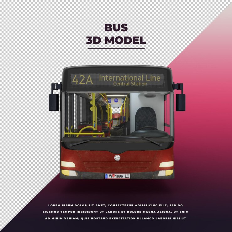 PSD autobús urbano 3d aislado