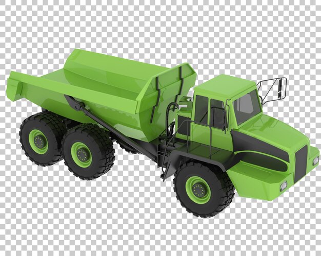 Autocarro con cassone ribaltabile articolato su sfondo trasparente 3d rendering illustrazione