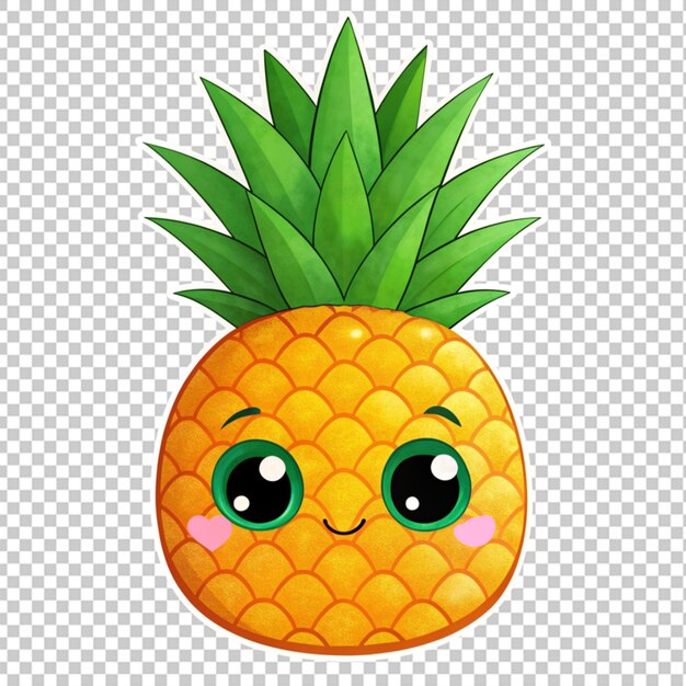 PSD un autocollant d'ananas mignon en 3d sur un fond transparent