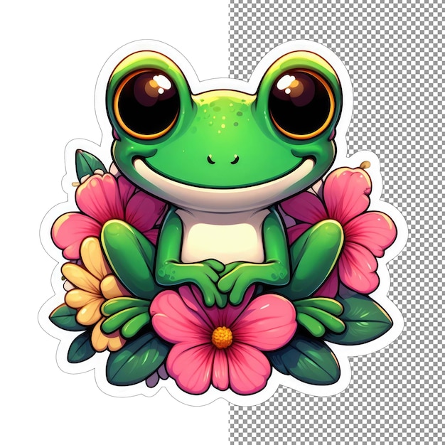 PSD l'autocollant de l'aventure botanique de la grenouille florale