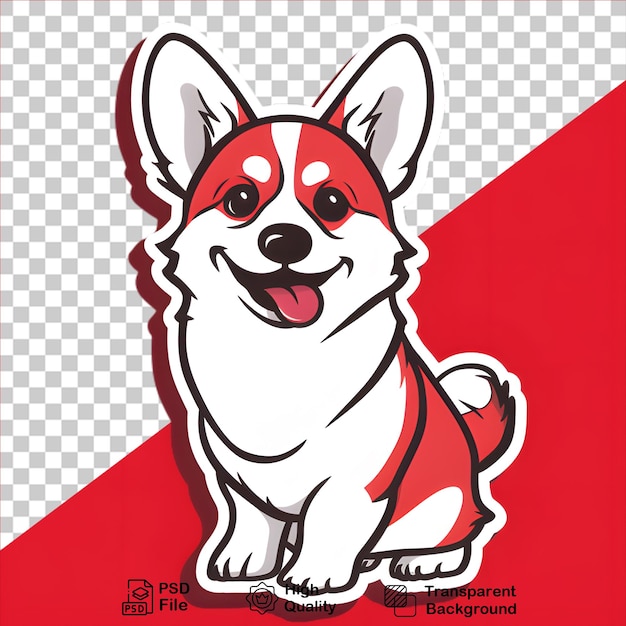 PSD un autocollant corgi mignon isolé sur un fond transparent inclut un fichier png