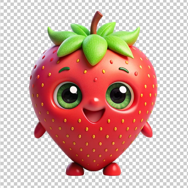 PSD un autocollant de fraise de dessin animé 3d à fond transparent