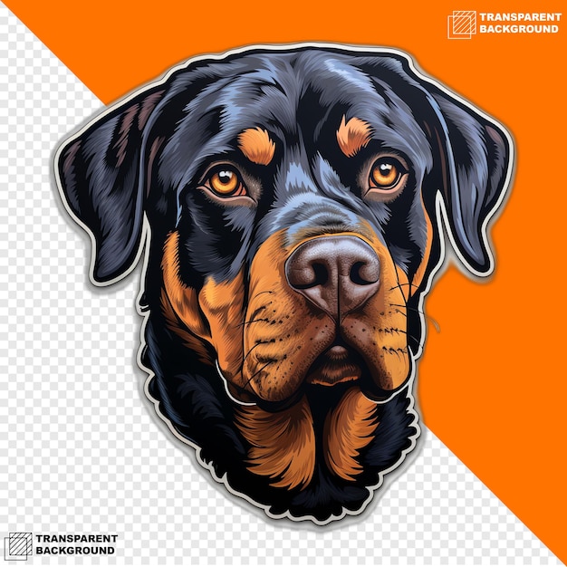 PSD autocollant numérique tête de rottweiler isolé sur fond transparent