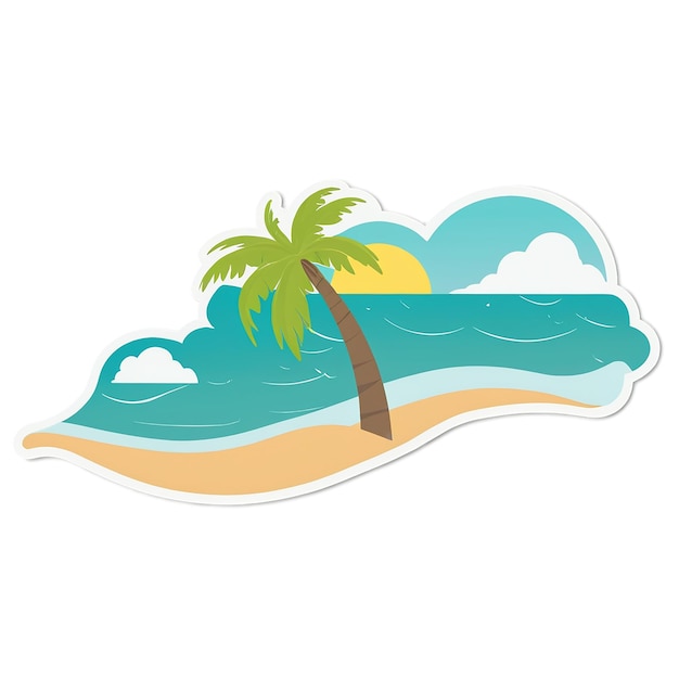 Un autocollant de plage isolé sur un fond transparent