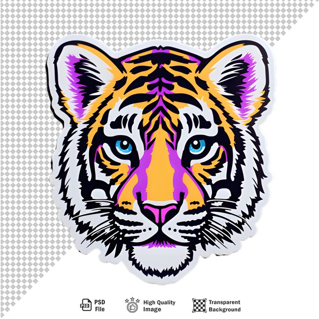 PSD autocollant de tigre sur fond transparent