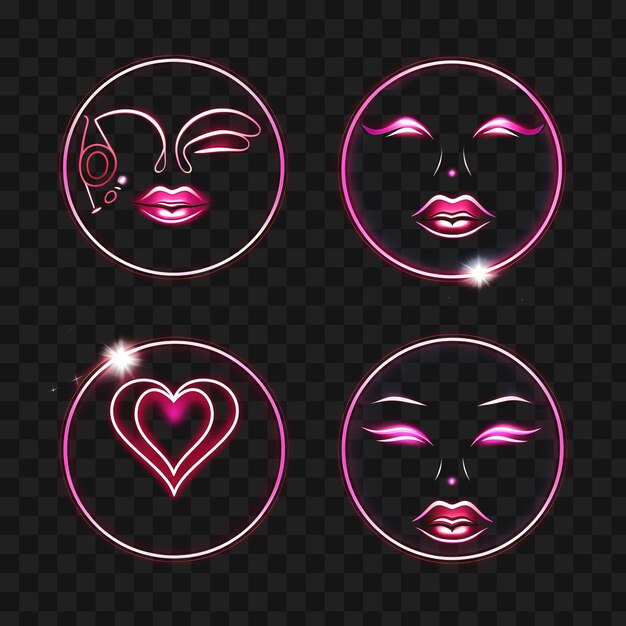 PSD des autocollants emoji au néon expressifs émotions diverses et 4k 300pdi designes fichier psd clipart transparent