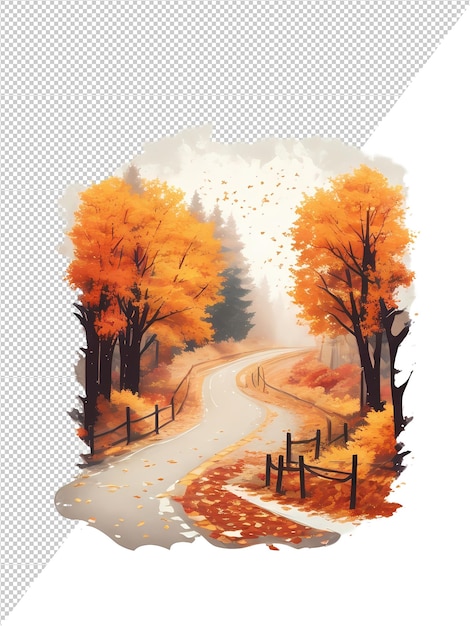 PSD automne aquarelle paysage clipart png