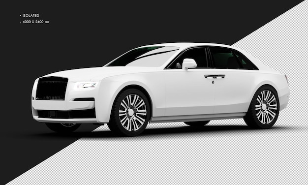 Automobile de ville élégante isolée réaliste blanc matte exclusive vue avant gauche