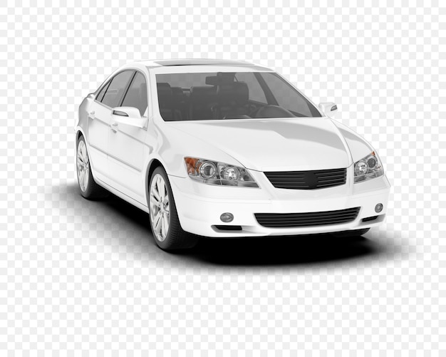 Automóvel sedan branco isolado em fundo transparente