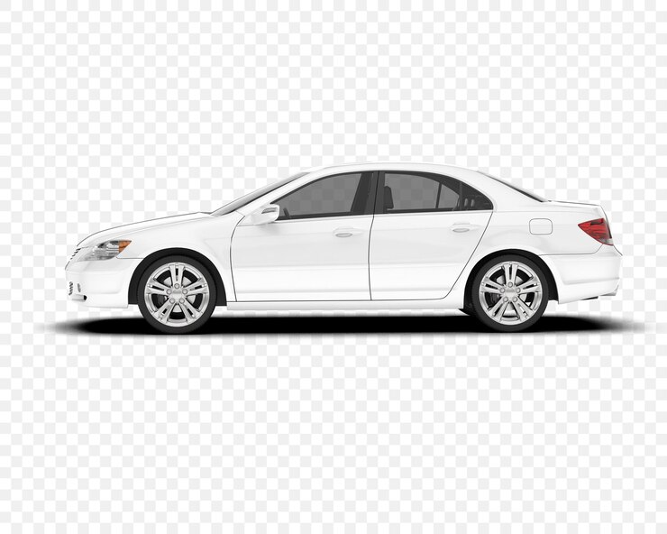 PSD automóvel sedan branco isolado