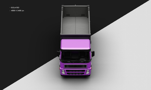 El automóvil de camiones pesados metálicos púrpuras realistas aislados desde la vista delantera superior