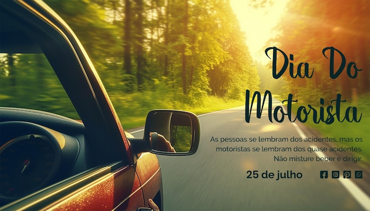 PSD el automóvil conceptual dia do motorista de adentro a afuera en un fondo natural