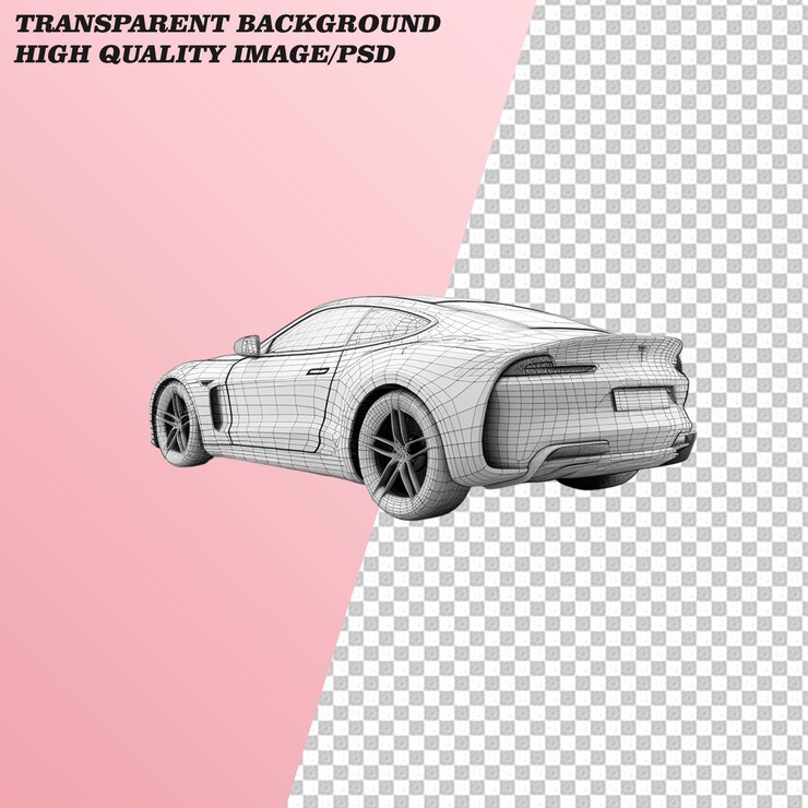 PSD el automóvil deportivo futurista en un fondo transparente