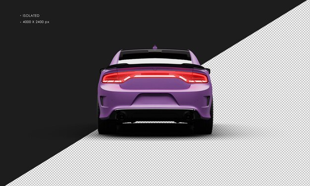 PSD automóvil deportivo moderno de músculo aislado y realista de color púrpura mate desde la vista trasera