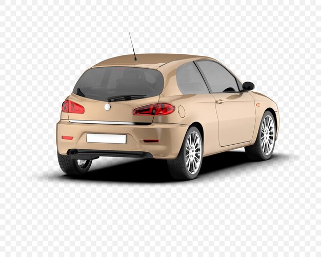 El automóvil hatchback aislado en un fondo transparente Ilustración de renderización 3D