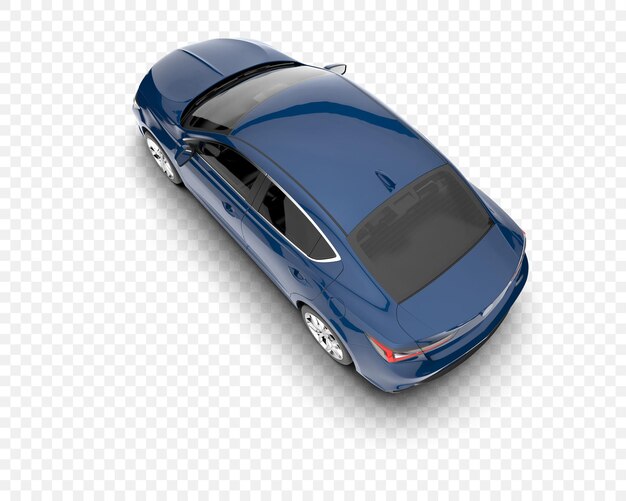 Automóvil de lujo azul en un fondo blanco vista superior