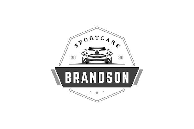 Autoreparatur-Servicewinkel, Salon, Garage, Vintage-geometrische Logo-Design-Vorlage, Band