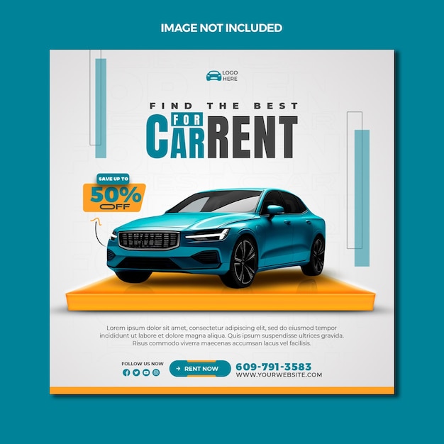 Autovermietung und Automotive Social-Media-Banner oder Instagram-Post