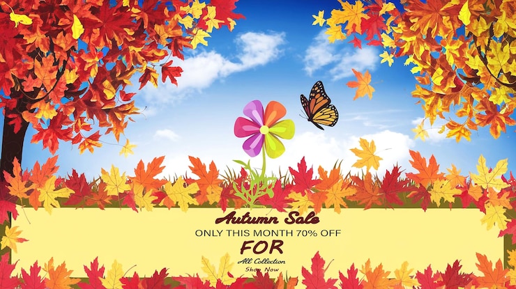 PSD autumn sales background flat style