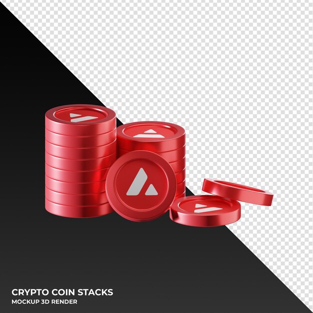 Avalanche AVAX coin stacks cryptocurrency 3D Render ilustración