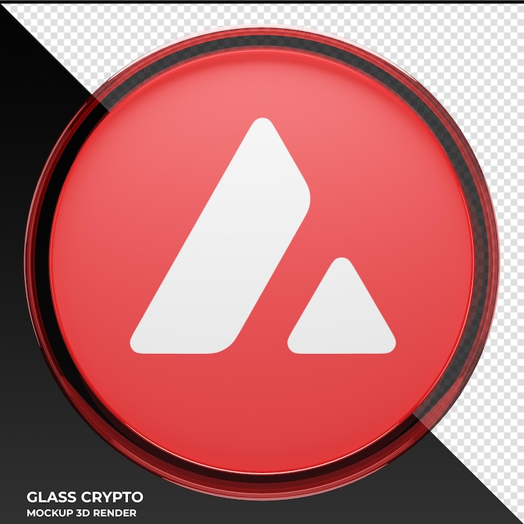 PSD avalanche avax glass crypto coin ilustración 3d