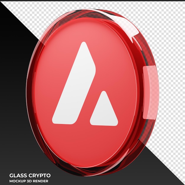 PSD avalanche avax glass crypto coin ilustración 3d