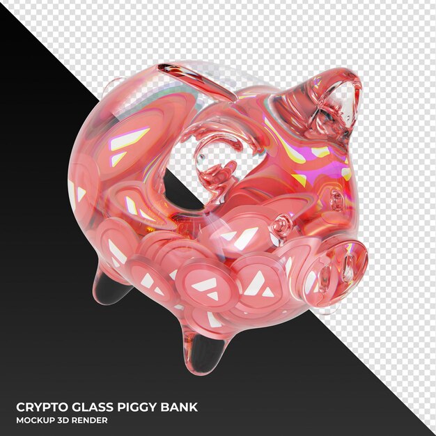 Avalanche avax glass hucha con crypto monedas ilustración 3d