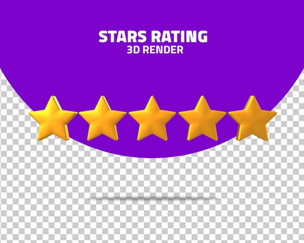 Avaliação de 5 estrelas ícone de ouro 3d