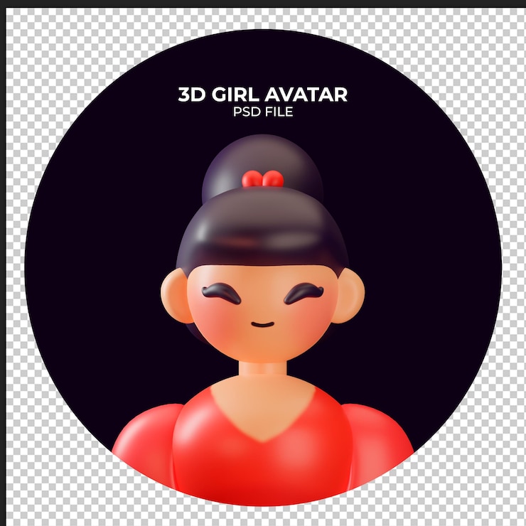 PSD avatar 3d de chicas lindas minimalistas