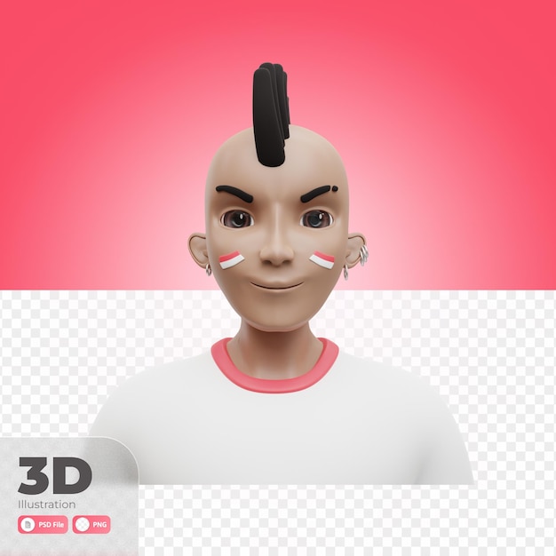 PSD avatar 3d illustration fête de l'indépendance indonésienne