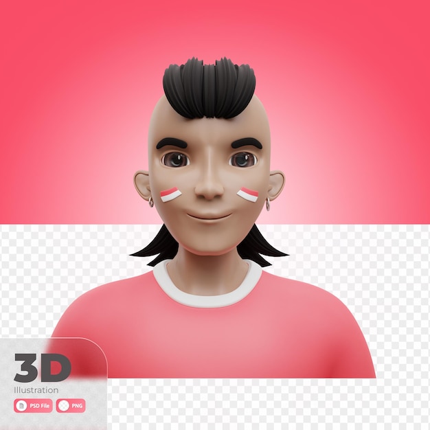 PSD avatar 3d illustration fête de l'indépendance indonésienne