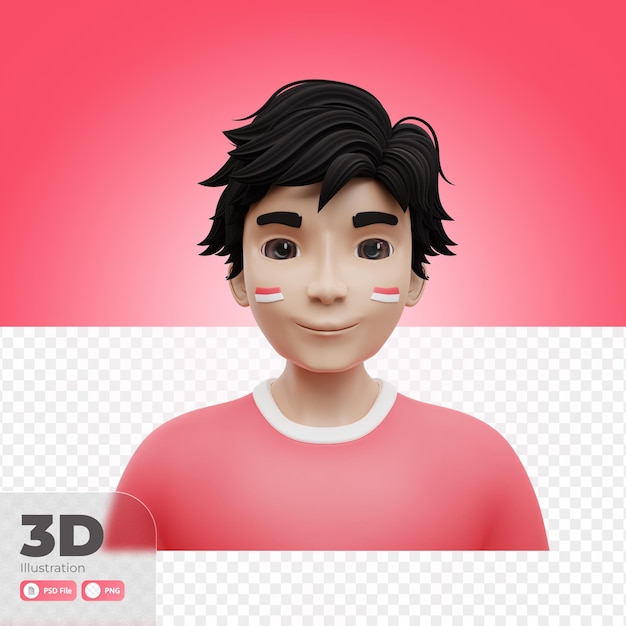 PSD avatar 3d illustration fête de l'indépendance indonésienne