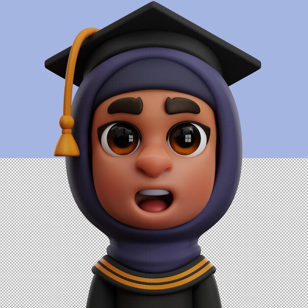 PSD avatar 3d illustration graduation étudiant isolé sur fond transparent