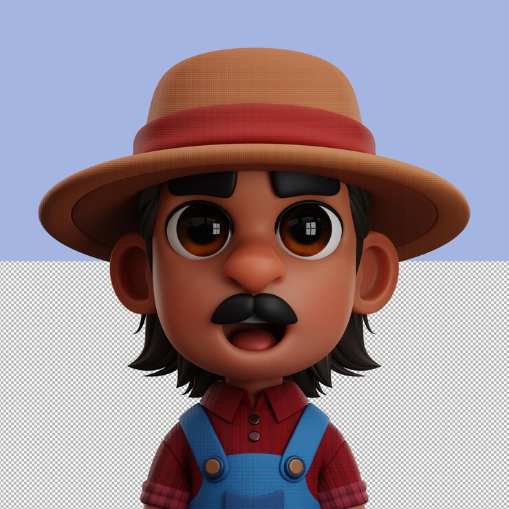 PSD avatar 3d ilustración granjero hombre aislado en el fondo transparente