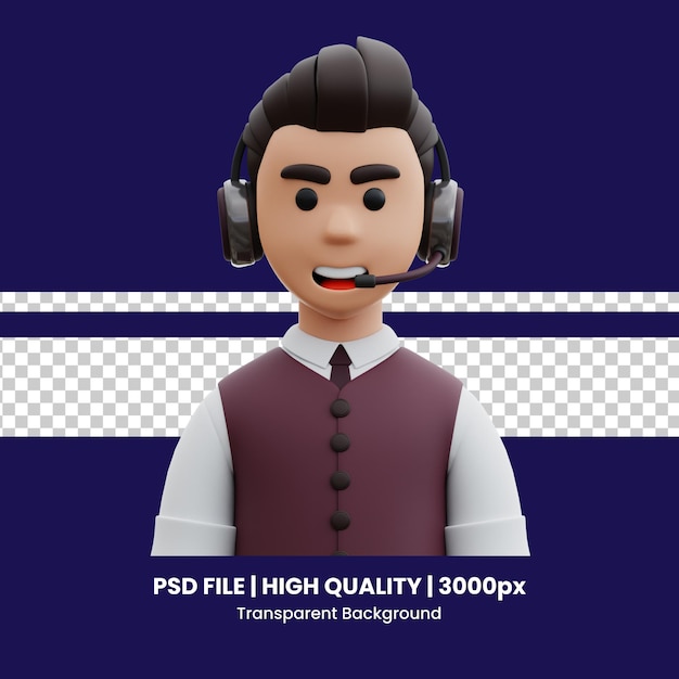 PSD avatar 3d masculino apoiador do cliente