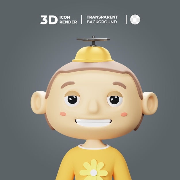 PSD avatar 3d spring boy com chapéu