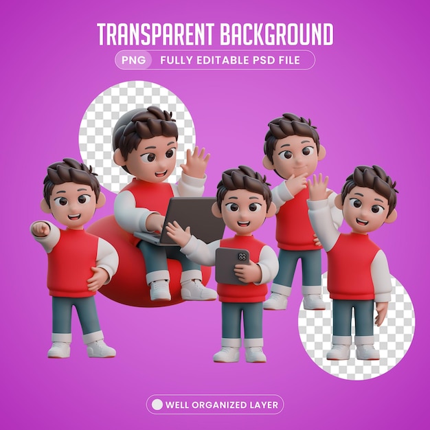 PSD avatar boy profesional en 3d en png