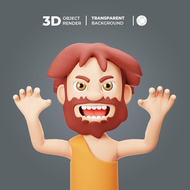 PSD avatar de cavernícola 3d