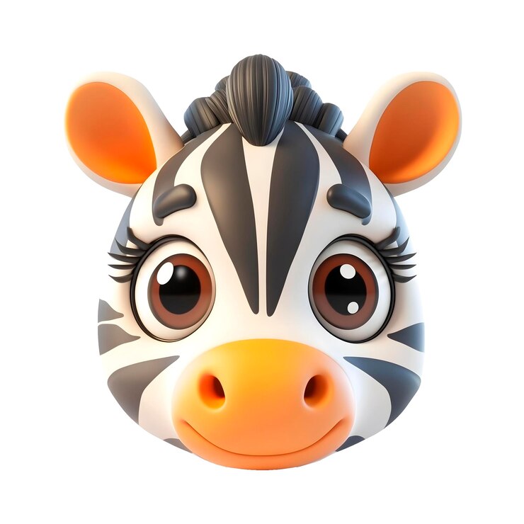 PSD avatar de cebra lindo en 3d avatar de mascota de dibujos animados cara de animal salvaje lindo png cara de cebra sonriente