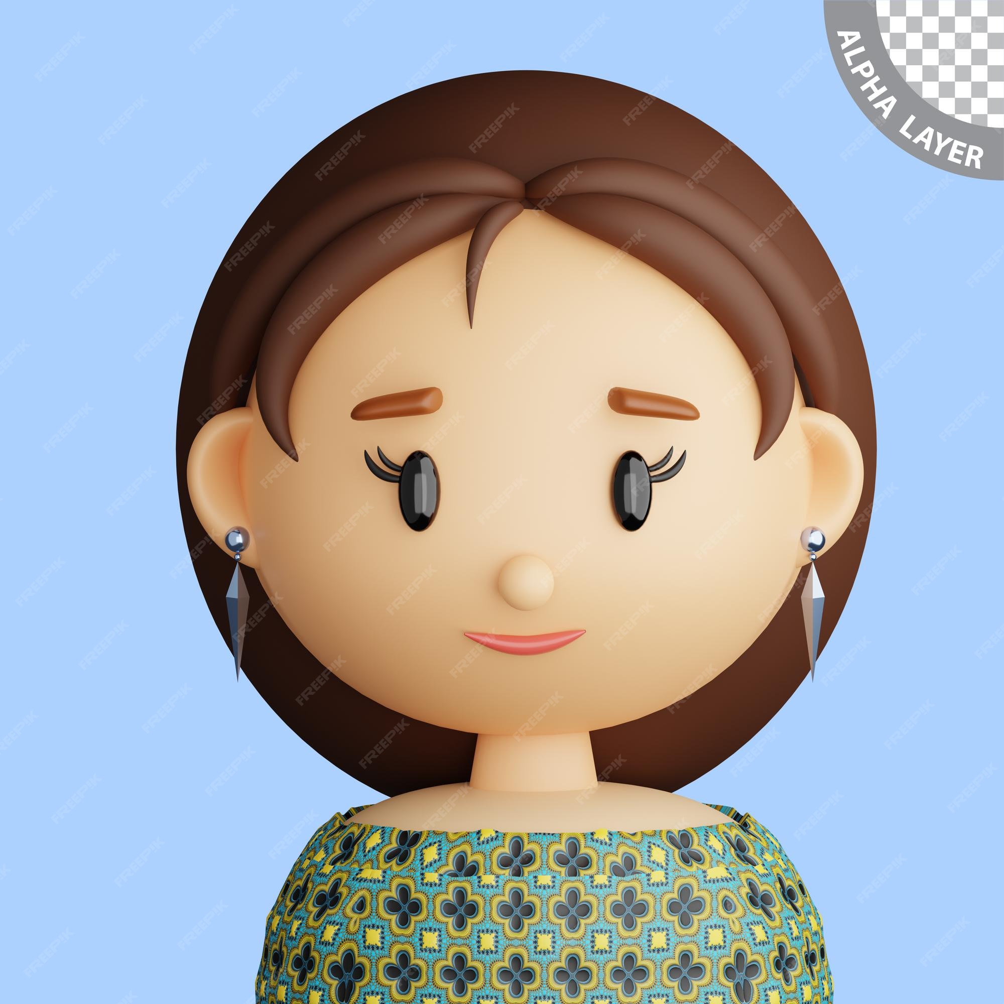 Avatar de desenho animado 3d de uma bela jovem