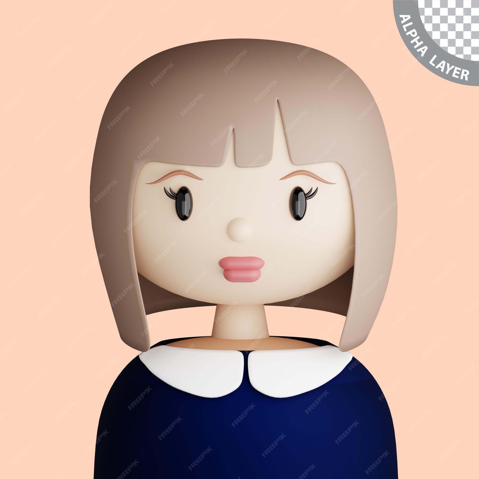 Avatar de desenho animado 3d de uma bela jovem