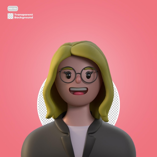 Avatar de desenho animado 3D isolado em renderização 3D