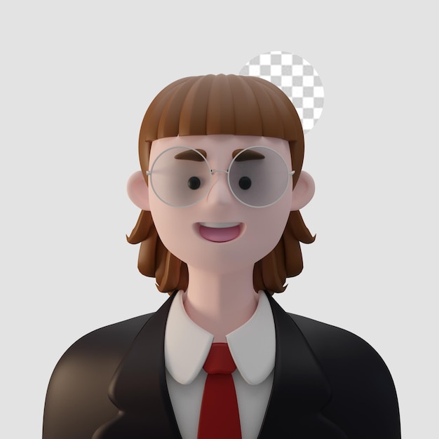 PSD avatar de desenho animado de renderização 3d isolado