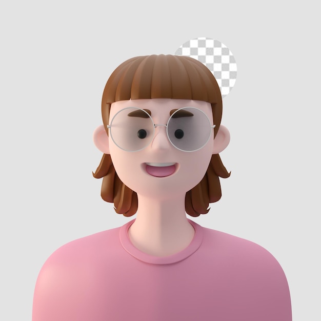 avatar de desenho animado de renderização 3D isolado