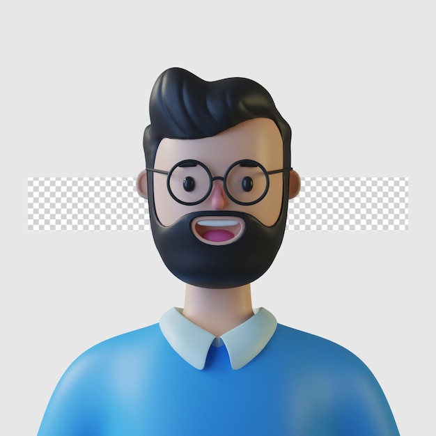 PSD avatar de personagem de desenho animado 3d isolado em renderização 3d
